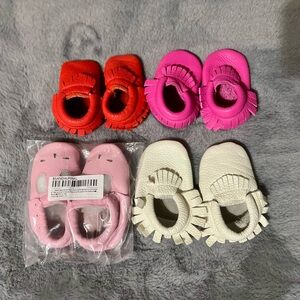 Baby Mary Jane Kids Moccasins Shoes - Red, Pink, White